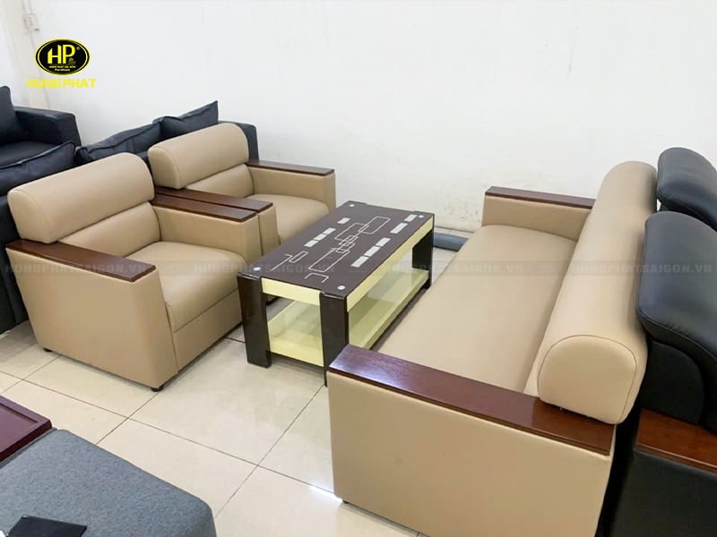 sofa da hiện đại cho phòng khách hb-91