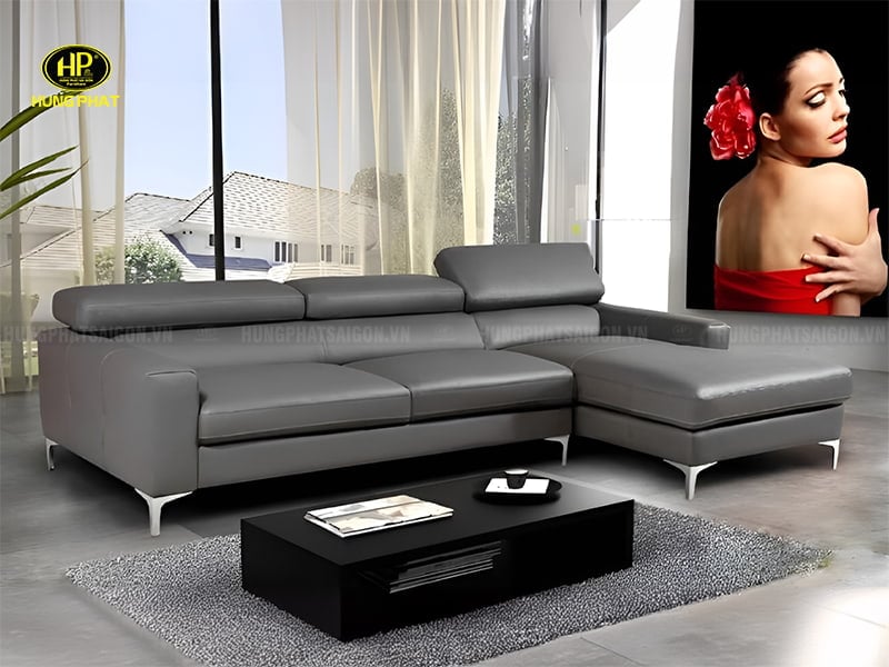 sofa da màu xám sang trọng hd-31