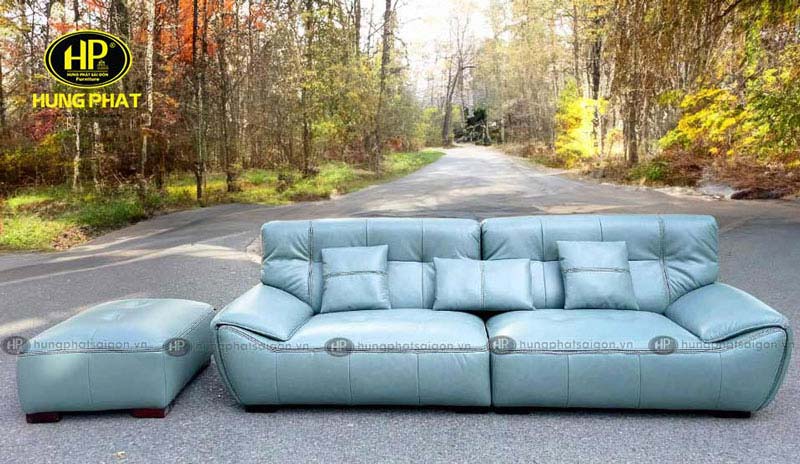 Sofa da màu xanh cho phòng khách HD-103