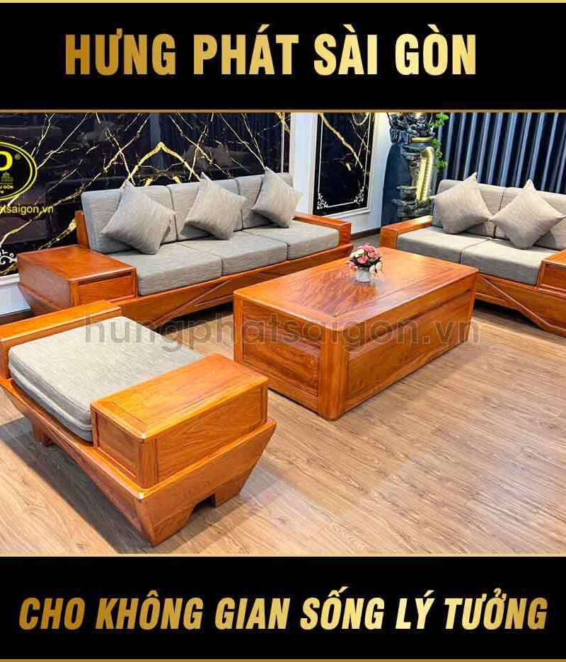 Sofa gỗ hương đá chân thuyền HH-15