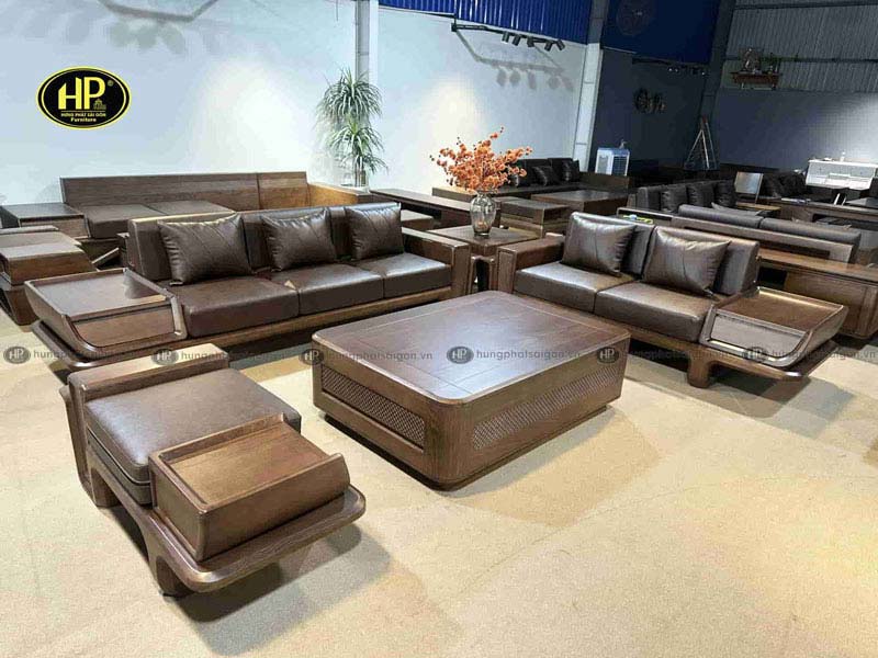 Sofa gỗ óc chó chữ L HO-50