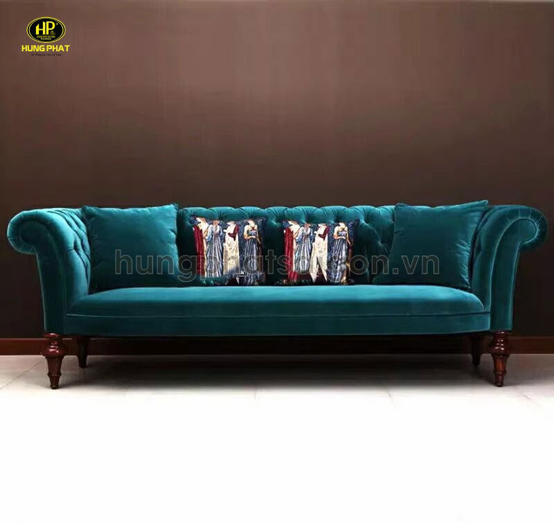 Sofa nhung xanh phù hợp nhiều không gian