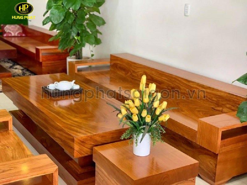 Sofa gỗ hương vân nguyên khối