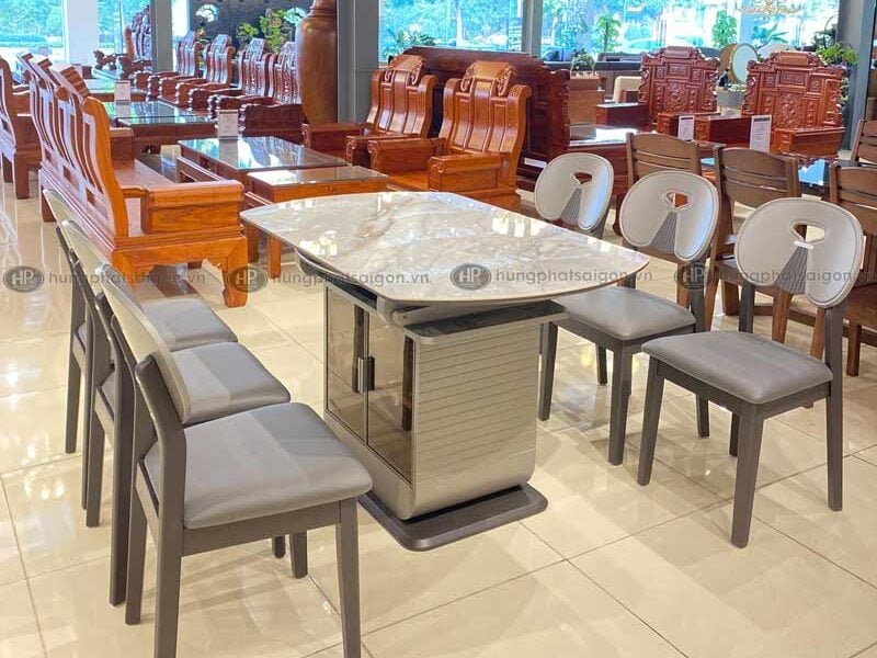 Bàn ăn mặt đá ceramic gấp gọn TD-768