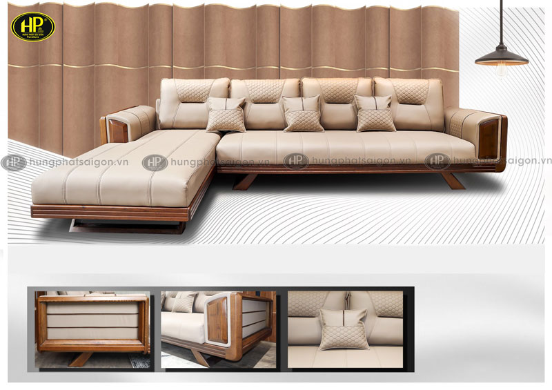 Ghế sofa góc L gỗ sồi cao cấp HS-888A