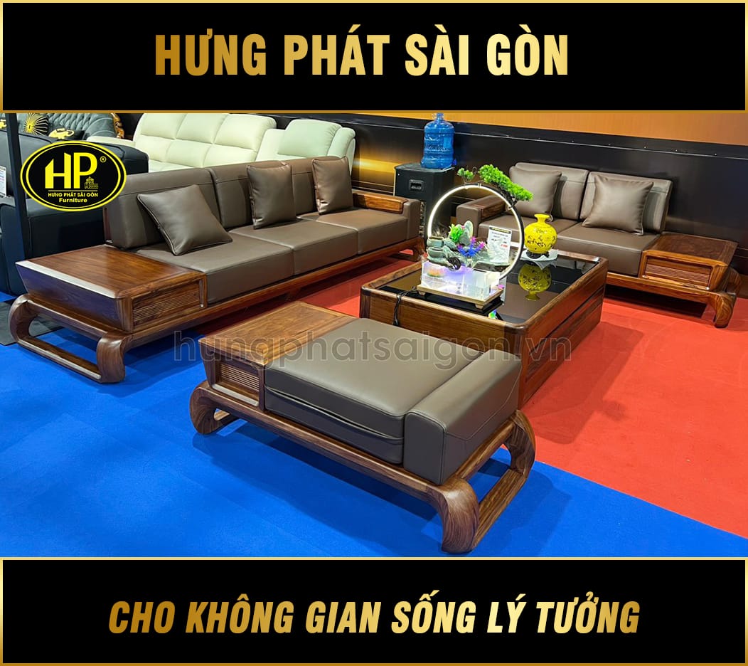 Sofa Gỗ Hương Xám Chân Xoán HH-52x