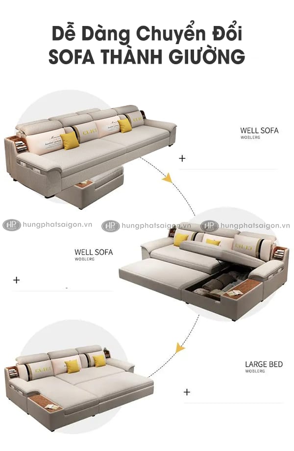 Sofa bed G50 dễ dàng chuyển đổi từ sofa thành giường