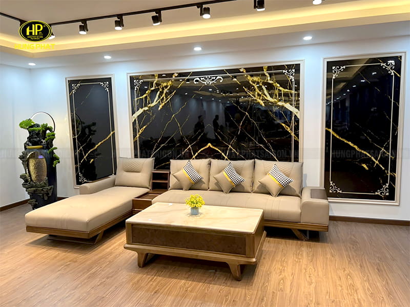 sofa gỗ sồi cao cấp phòng khách hs-882a