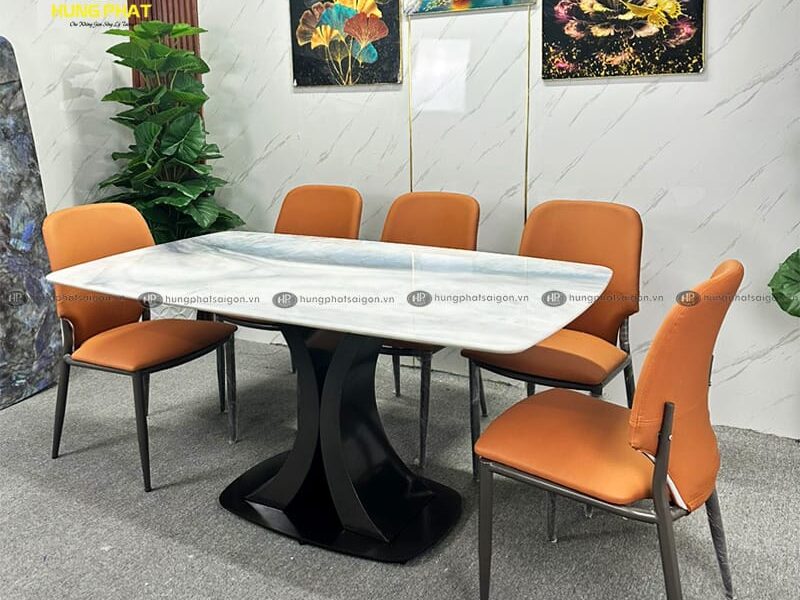 Bộ bàn ăn mặt đã vi tinh thể chân sắt sơn tĩnh điện BA-42