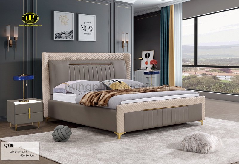 Giường ngủ hiện đại bọc da nhập khẩu TP-Q716