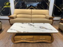 Sofa gỗ mun da bò Ý SF-F056