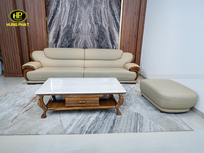 ghế sofa gỗ mun da bò wj160