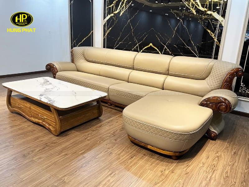 mẫu sofa góc da bò nhập khẩu wj166