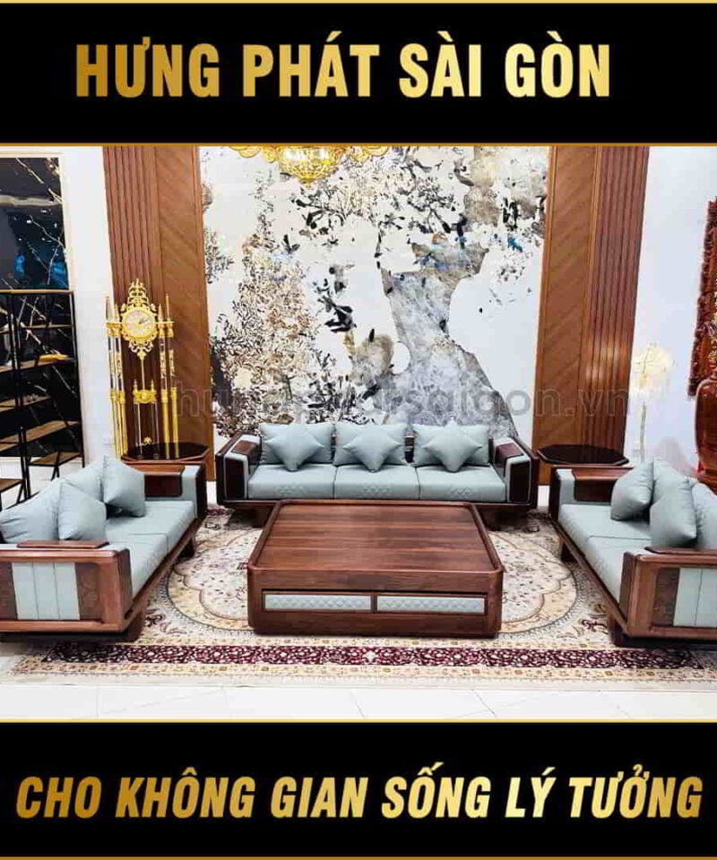 sofa gỗ óc chó hiện đại HO-105