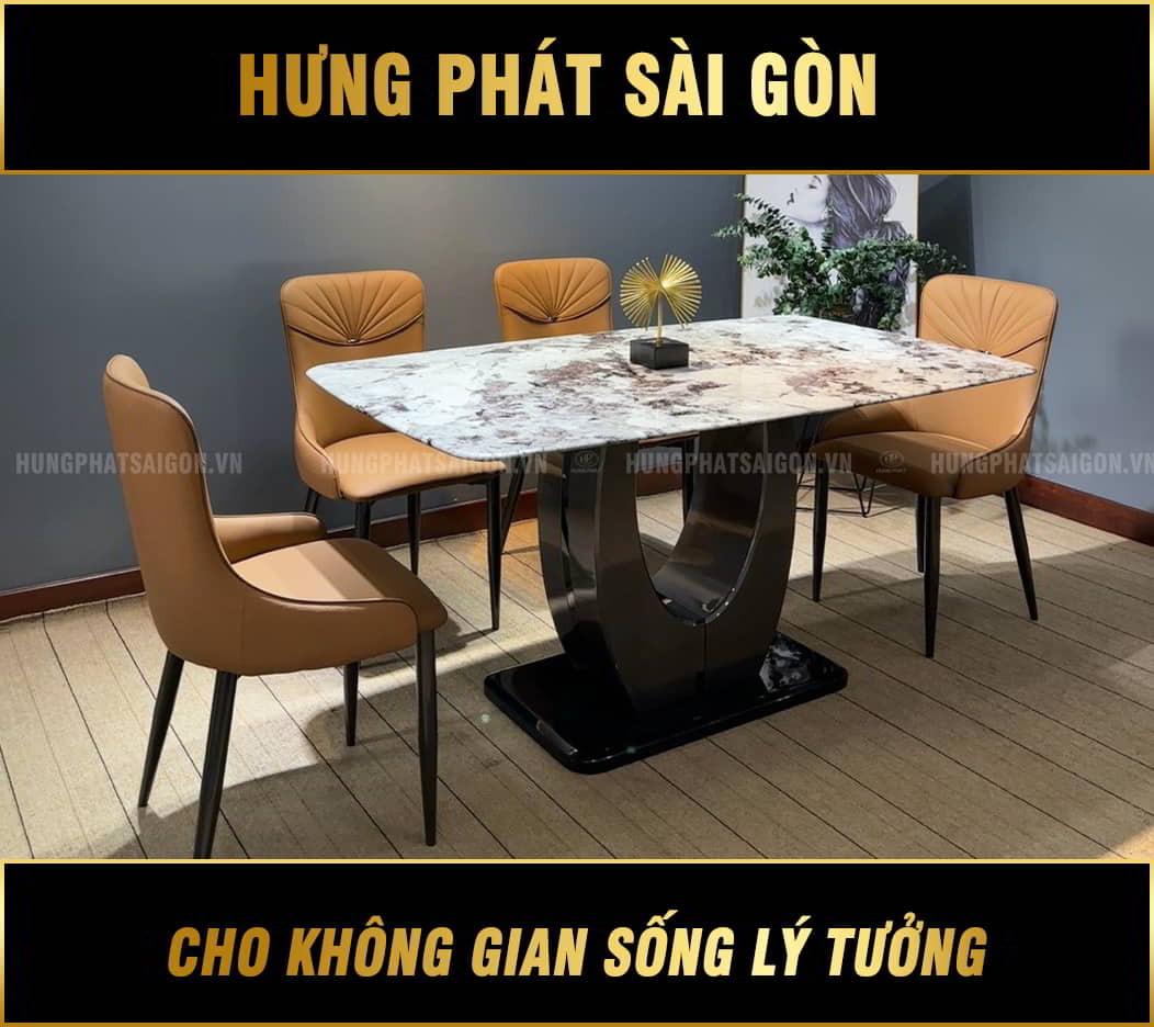 bộ bàn ăn mặt đá 6 ghế hiện đại tt-02