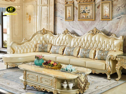 Ghế sofa góc L tân cổ điển hoàng gia 8112