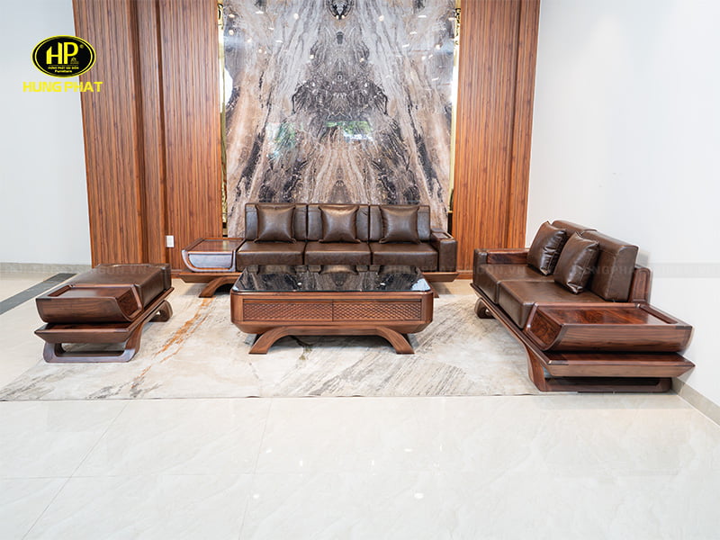 bộ ghế sofa gỗ óc chó hiện đại ho-032