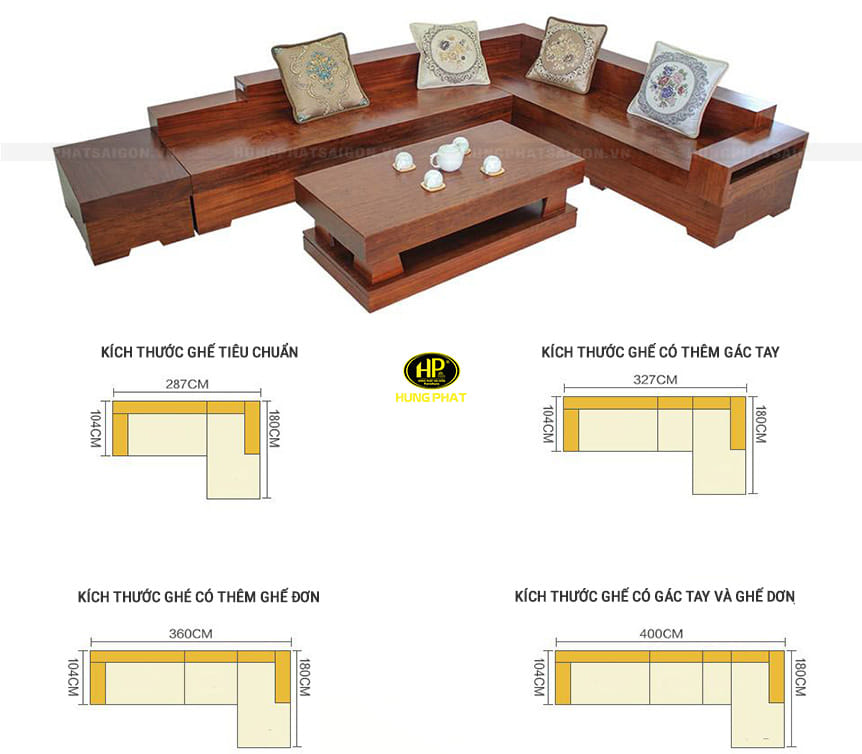 Kích thước ghế sofa góc L phổ biến