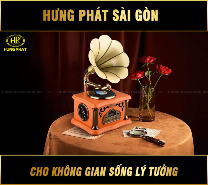 Máy phát nhạc cổ điển màu cam