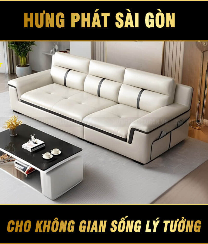 Sofa da phòng khách hiện đại H-328