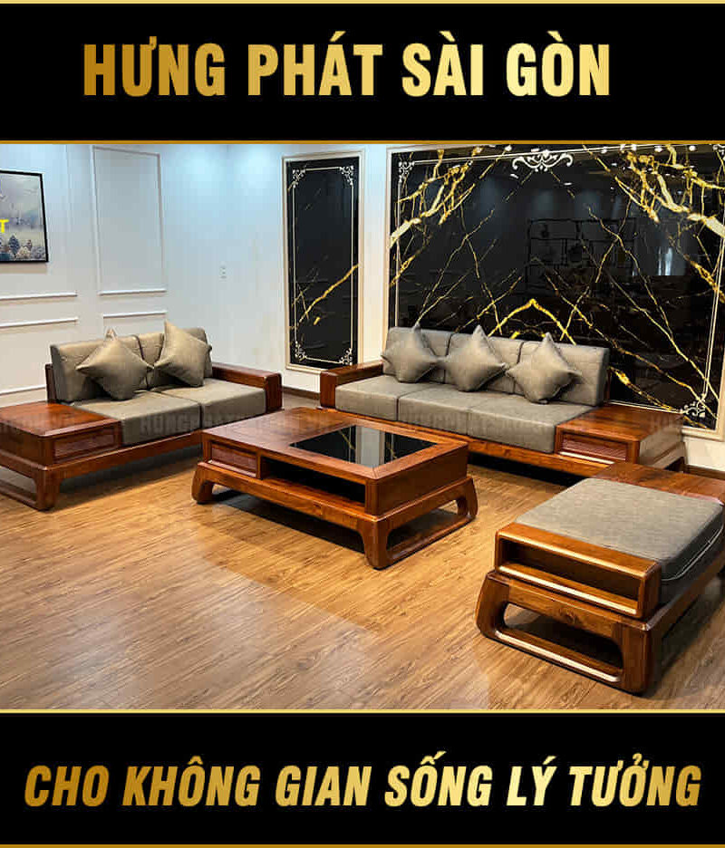 Sofa gỗ óc chó nhập khẩu cao cấp HO-03-A