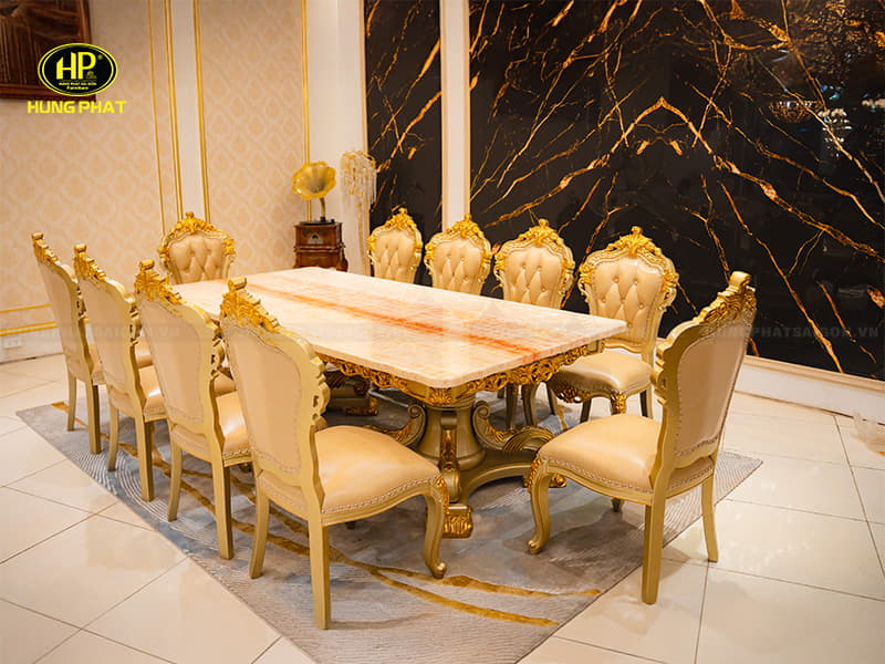 bộ bàn ăn 10 ghế tân cổ điển hoàng gia ba-8329