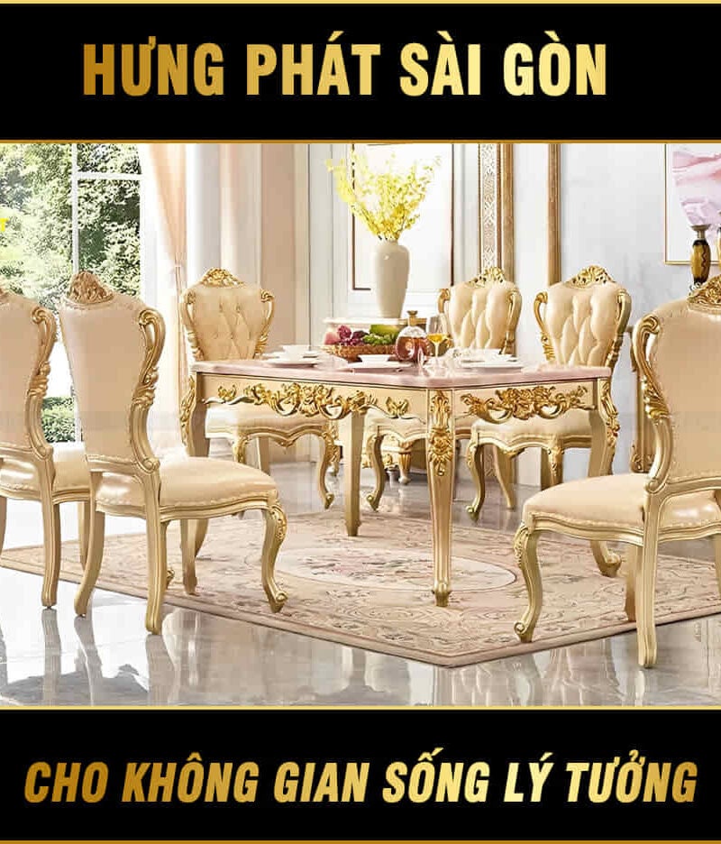 bộ bàn ăn tân cổ điển gỗ sồi BA-8219