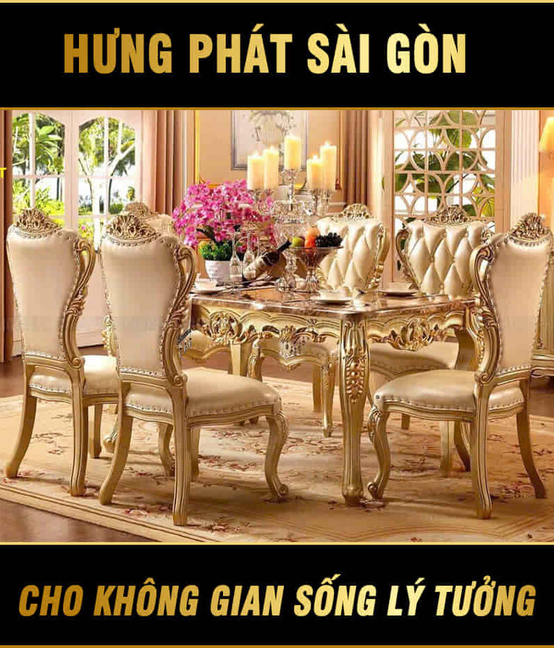 bộ bàn ăn tân cổ điển hoàng gia BA-8218