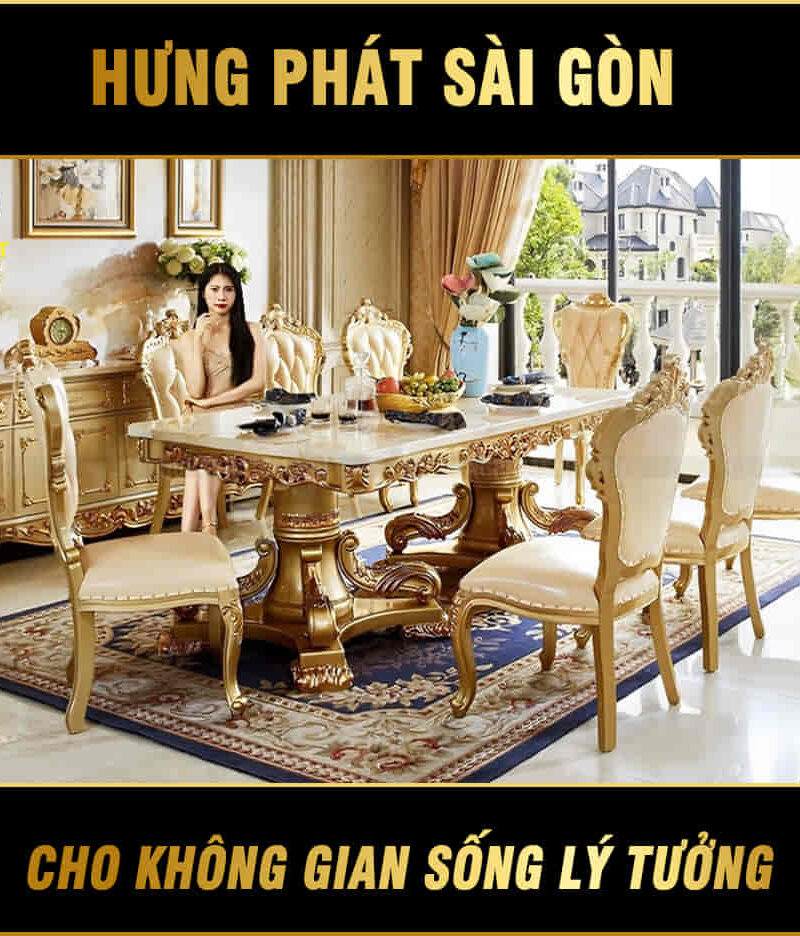 bộ bàn ăn tân cổ điển hoàng gia BA-8329