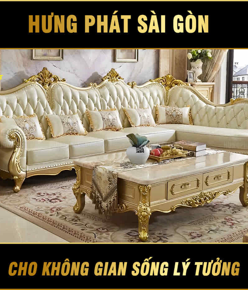 bộ sofa tân cổ điển góc L hoàng gia 8112