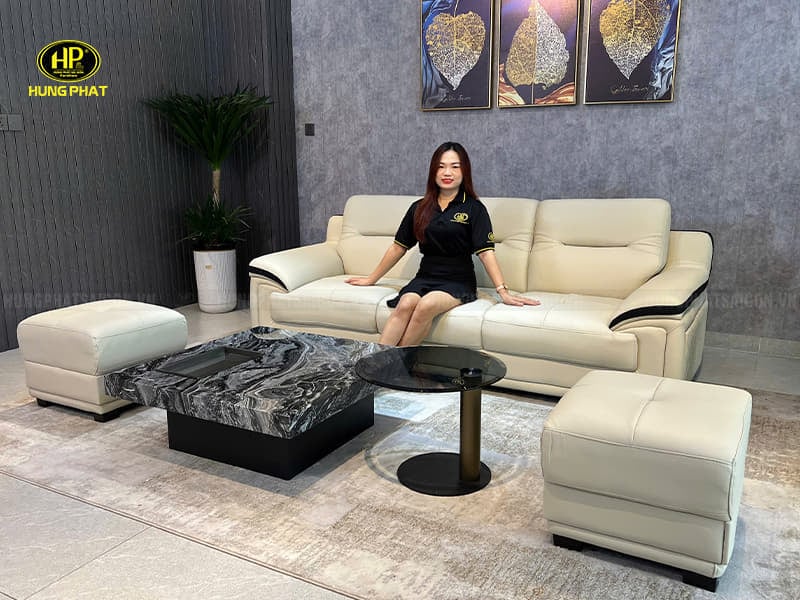 ghế sofa da lau được mực bút bi hb-02p