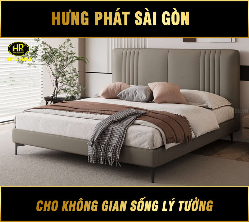 giường ngủ bọc da hiện đại GD-39