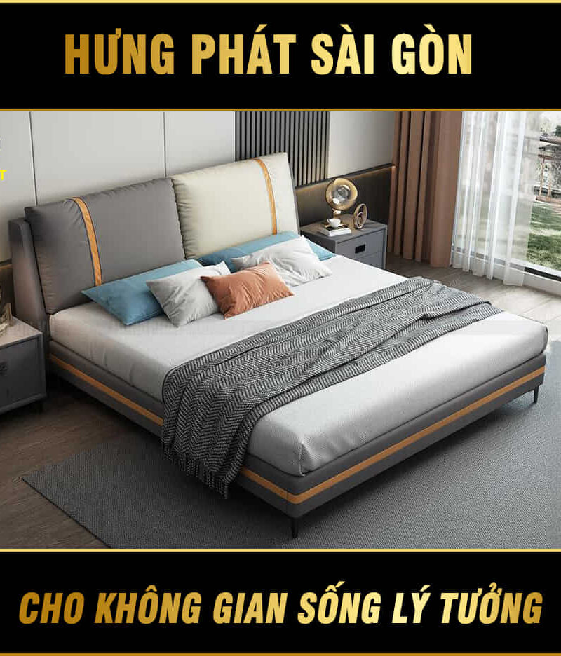 giường ngủ bọc da hiện đại GD-43