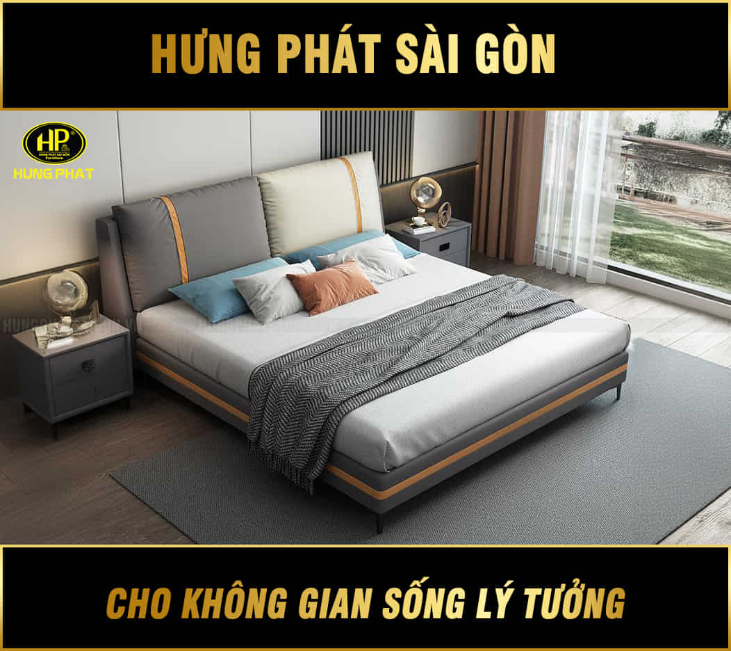 giường ngủ bọc da hiện đại GD-43