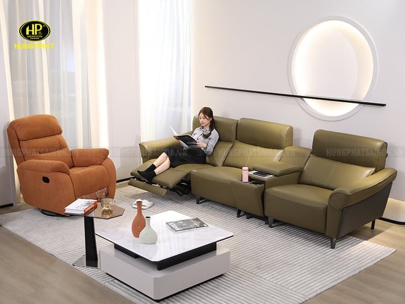 sofa da bò ý thư giãn chỉnh điện gc-3032