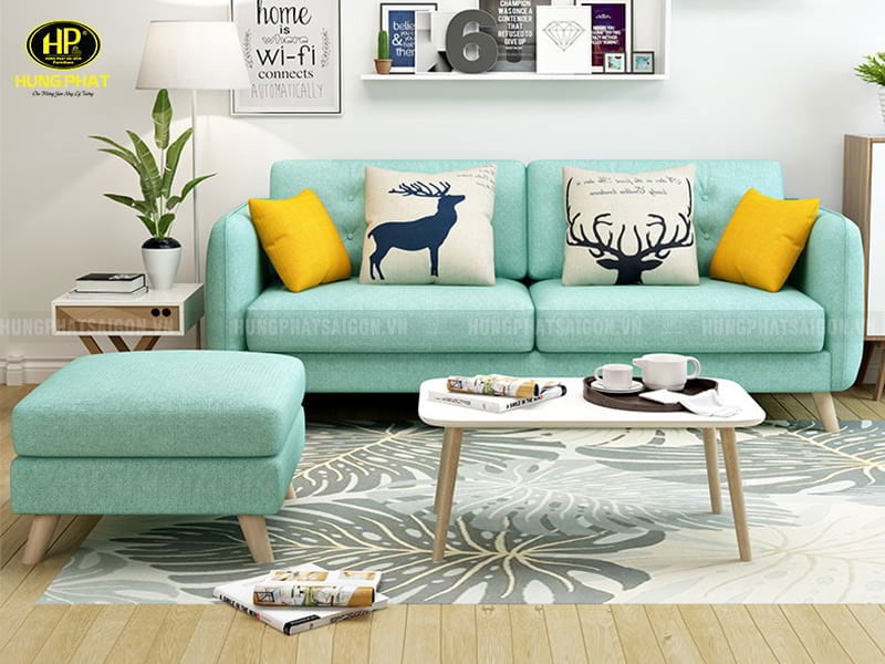 ghế sofa đôi bọc vải gần gũi, hiện đại