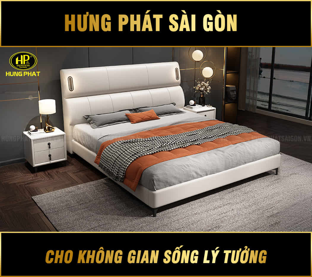 giường ngủ bọc da hiện đại gd-48