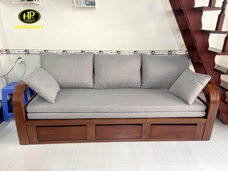 sofa giường gỗ phù hợp với nhiều không gian nội thất