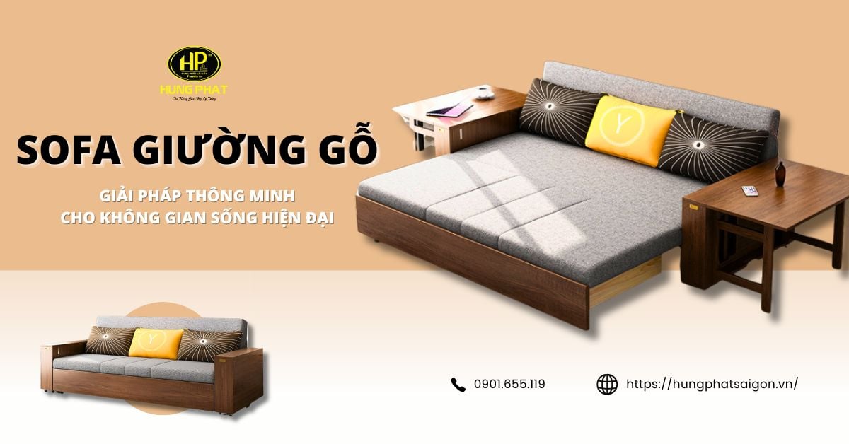 sofa giường gỗ thông minh