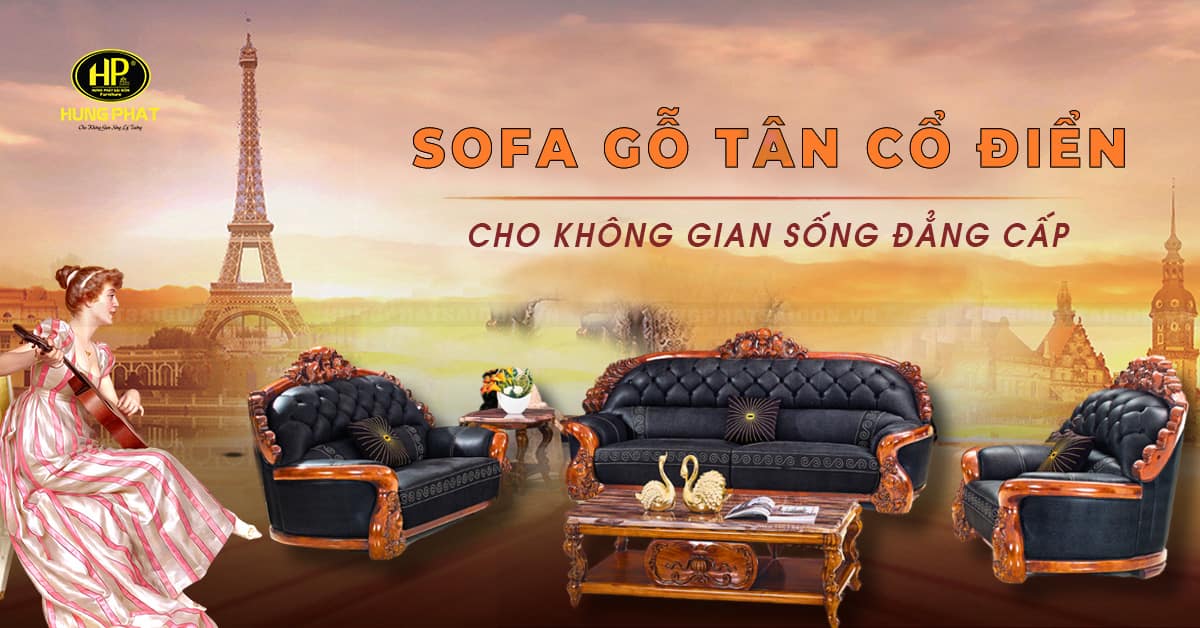 sofa gỗ tân cổ điển