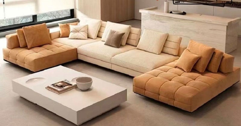 bày trí sofa chữ U với bàn trà