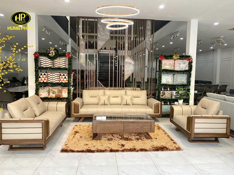 bộ sofa gỗ sồi nga phòng khách hs-888c