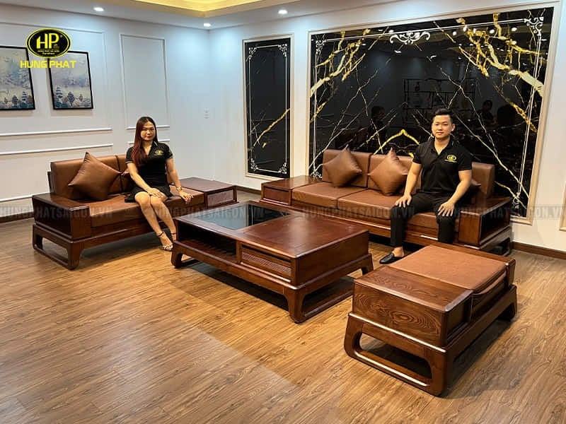 bộ sofa gỗ sồi nhập khẩu hs-43a