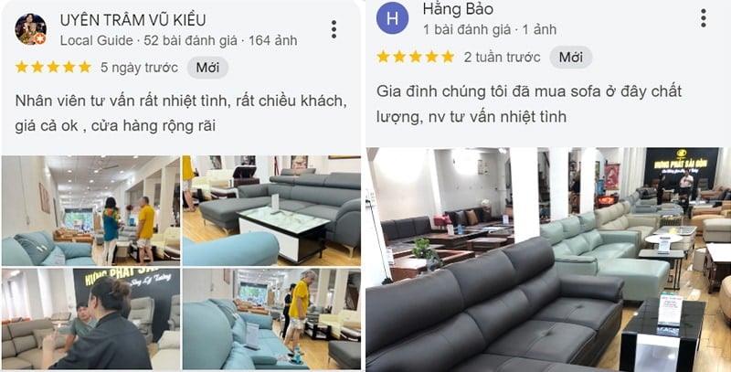 đánh giá của khách hàng đến trải nghiệm sofa tại cửa hàng