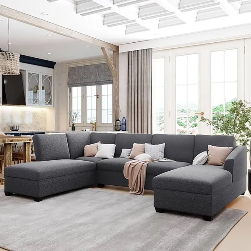 ghế sofa chữ U bọc vải hiện đại