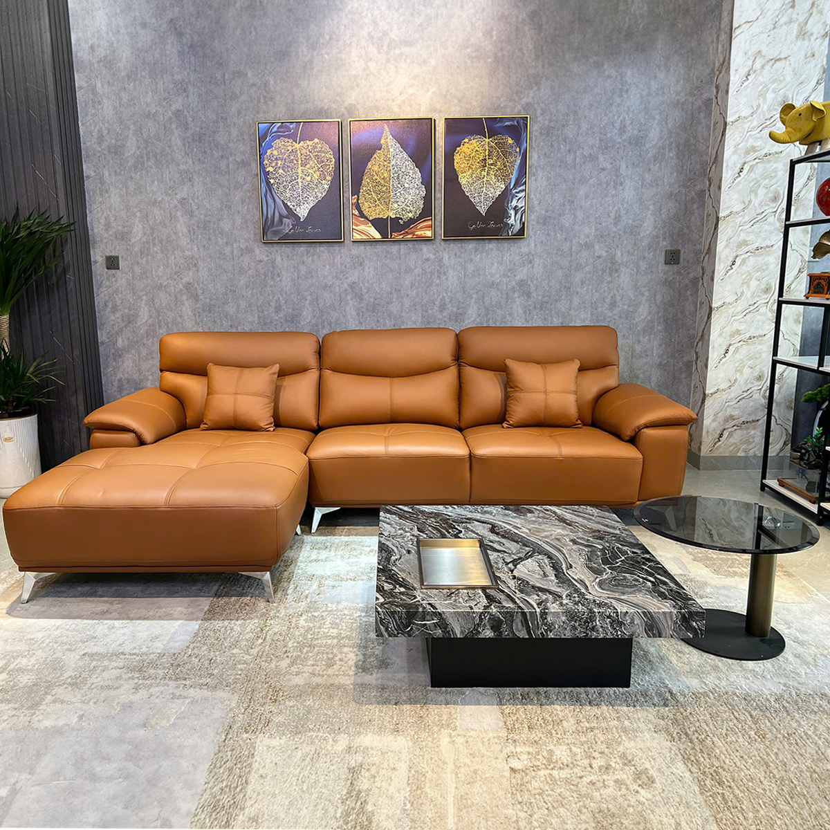 ghế sofa da bò ý hiện đại h-8275b