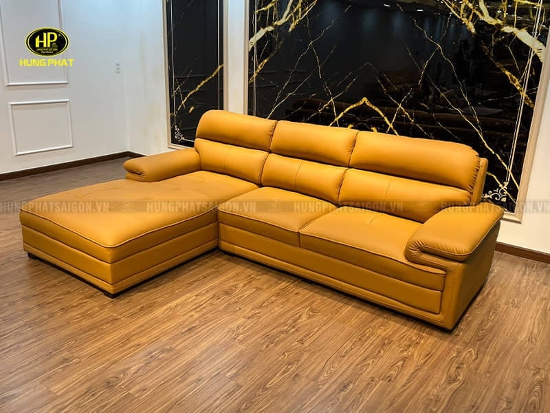 ghế sofa màu cam bọc da