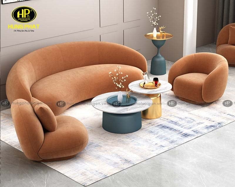 ghế sofa màu cam bọc vải