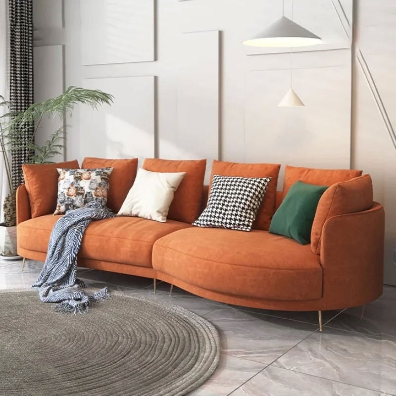 ghế sofa màu cam đất vải nhung