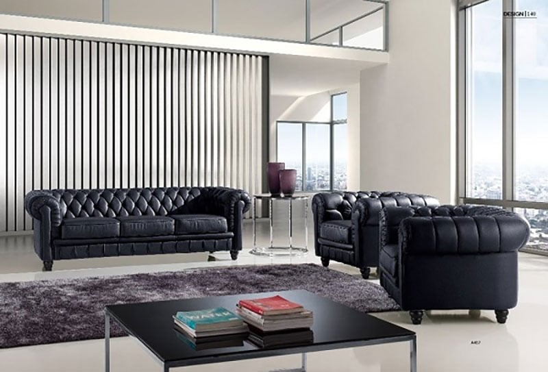 ghế sofa màu đen kiểu cổ điển